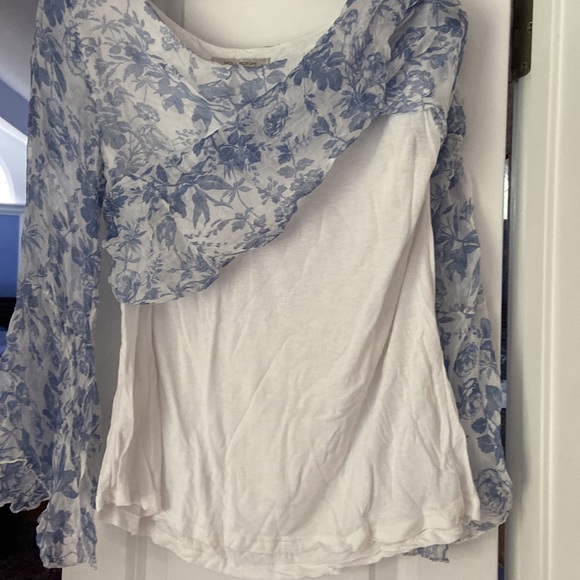 Viola Borghi lightweight blouse, size large, white & blue - Picture 5 of 5